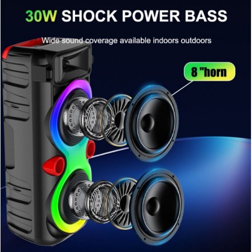 Портативна акумуляторна Bluetooth колонка Sing-E ZQS8275, 40 Вт, 2×8", висота 63 см, з 1 мікрофоном