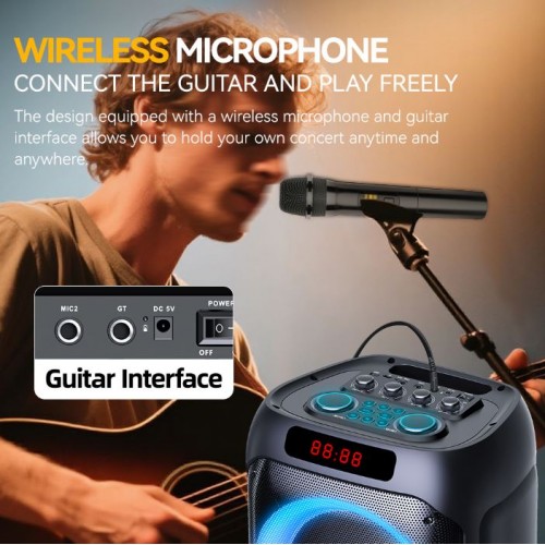 Портативна акумуляторна Bluetooth колонка Sing-E ZQS8280, 60 Вт, 2×8", висота 74 см, з 1 мікрофоном