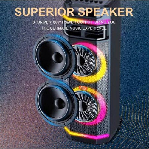 Портативна акумуляторна Bluetooth колонка Sing-E ZQS8283, 50 Вт, 2×8", висота 81 см, з 1 мікрофоном