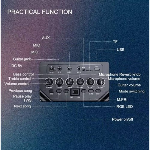 Портативна акумуляторна Bluetooth колонка Sing-E ZQS8283, 50 Вт, 2×8", висота 81 см, з 1 мікрофоном