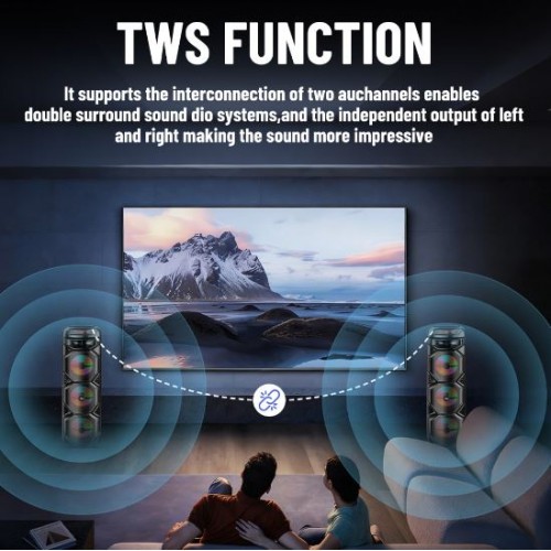 Портативна акумуляторна Bluetooth колонка Sing-E ZQS8301, 60 Вт, 3×8", висота 90 см, з мікрофоном