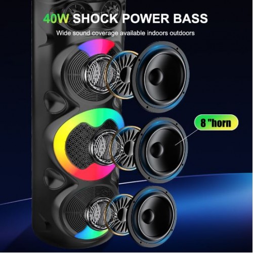 Портативна акумуляторна Bluetooth колонка Sing-E ZQS8309, 60 Вт, 3×8", висота 92 см, з мікрофоном