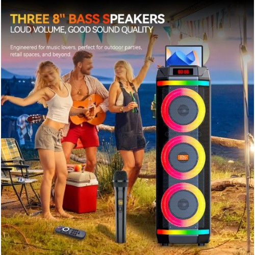 Портативна акумуляторна Bluetooth колонка Sing-E ZQS8316, 75 Вт, 3×8", висота 90 см, з мікрофоном