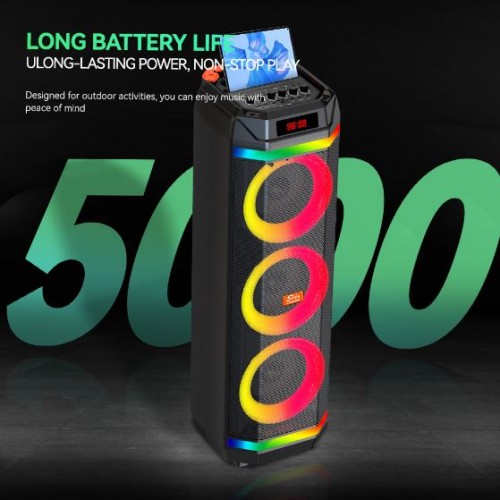 Портативна акумуляторна Bluetooth колонка Sing-E ZQS8316, 75 Вт, 3×8", висота 90 см, з мікрофоном