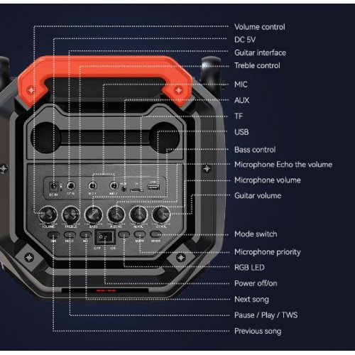 Портативна акумуляторна Bluetooth колонка Sing-E ZQS8316, 75 Вт, 3×8", висота 90 см, з мікрофоном