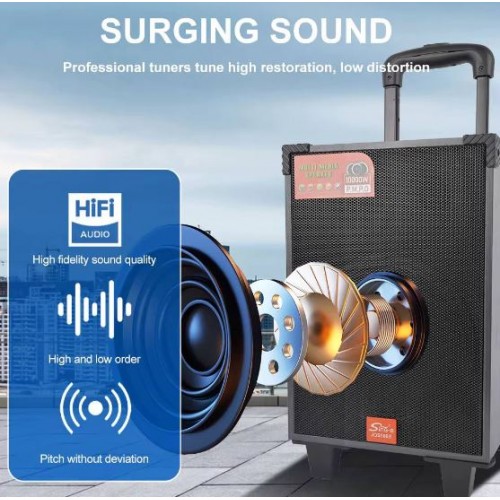 Портативна акумуляторна Bluetooth колонка Sing-E ZQS908S, 40 Вт, 1×8", висота 41 см, з мікрофоном