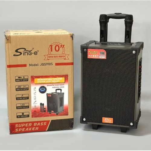 Портативна акумуляторна Bluetooth колонка Sing-E JQS910S, 50 Вт, 1×10", висота 50 см, з 2 мікрофонами