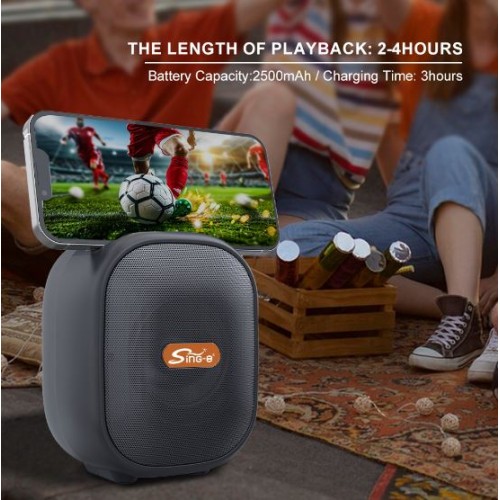 Портативна акумуляторна Bluetooth колонка Sing-E CQS D21, 15 Вт, 1×2.5", висота 16 см, з мікрофоном