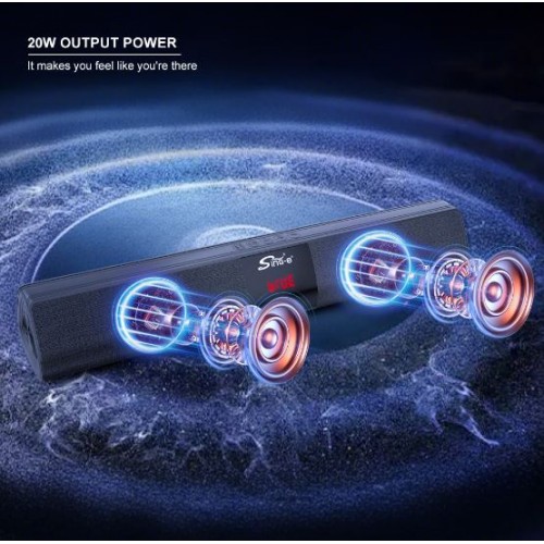 Портативна акумуляторна Bluetooth колонка саундбар Sing-E CQS R35, 20 Вт, 2х2", висота 8 см