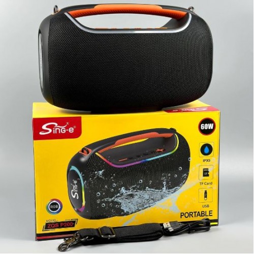Портативна акумуляторна Bluetooth колонка Sing-E ZQS P200, 60 Вт, 2х3" + 2х1.35", висота 19 см