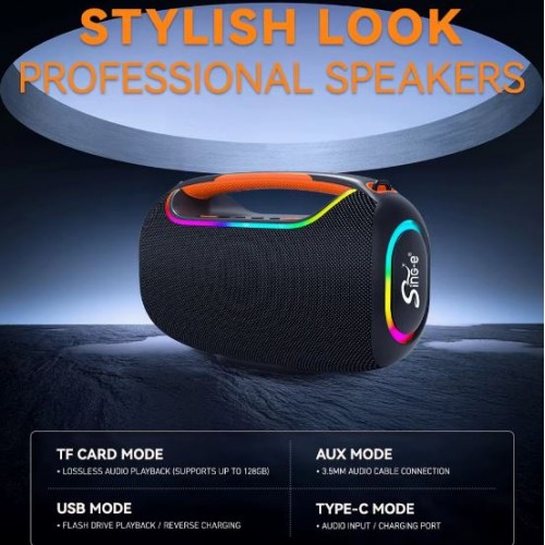 Портативна акумуляторна Bluetooth колонка Sing-E ZQS P200, 60 Вт, 2х3" + 2х1.35", висота 19 см