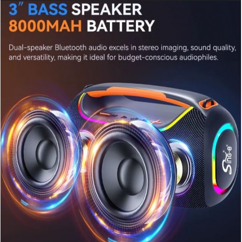 Портативна акумуляторна Bluetooth колонка Sing-E ZQS P200, 60 Вт, 2х3" + 2х1.35", висота 19 см