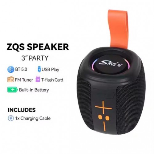Портативна акумуляторна Bluetooth колонка водонепроникна Sing-E ZQS P21 IPX4, 5 Вт, 1х3", висота 13 см