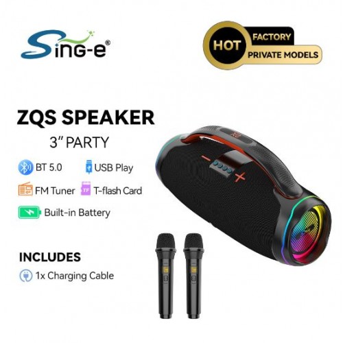 Портативна акумуляторна Bluetooth колонка Sing-E ZQS-X8, 100 Вт, 2х4" + 2х2", висота 26 см, з 2 мікрофонами