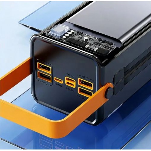 Павербанк TUGII-Y104 40000mAh 22.5W Black з швидкою зарядкою, ліхтарем та вбудованими кабелями 