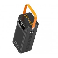 Павербанк TUGII-Y104 40000mAh 22.5W Black з швидкою зарядкою, ліхтарем та вбудованими кабелями 