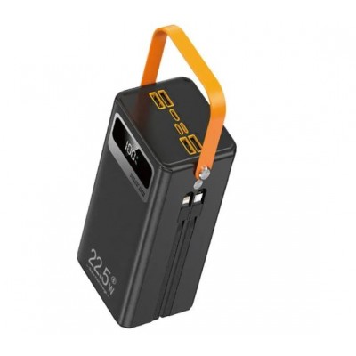 Павербанк TUGII-Y104 40000mAh 22.5W Black з швидкою зарядкою, ліхтарем та вбудованими кабелями 