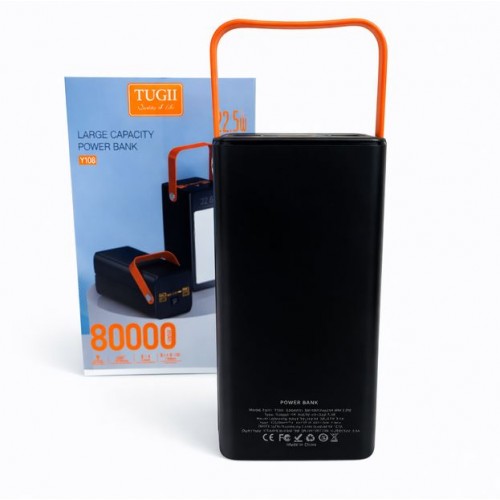 Павербанк TUGII Y108, 80000mAh 22.5W зі швидкою зарядкою – Power Bank з дисплеєм