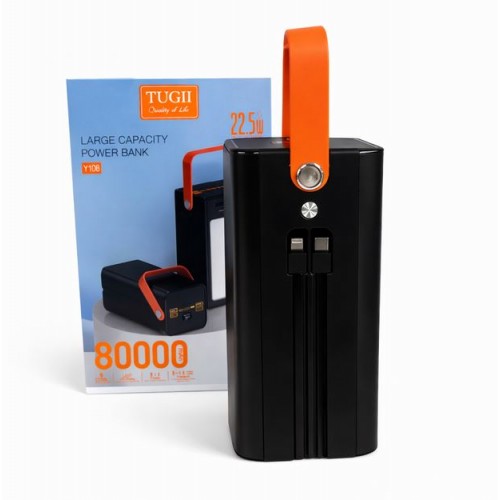 Павербанк TUGII Y108, 80000mAh 22.5W зі швидкою зарядкою – Power Bank з дисплеєм