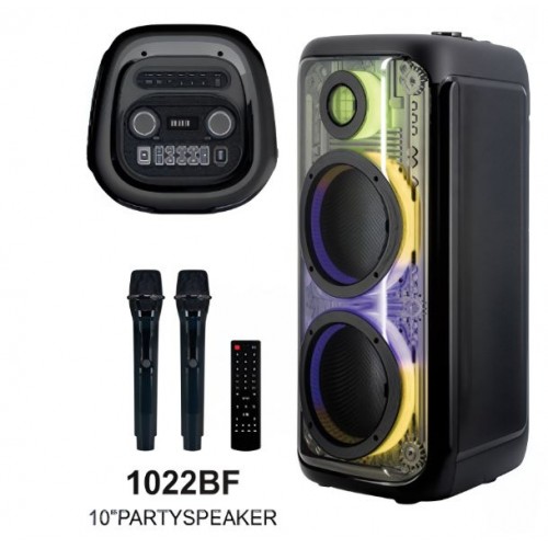 Портативна акумуляторна Bluetooth колонка Temeisheng 1022BF, 120 Вт, 2×10" з 2 мікрофонами