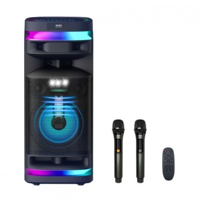 Портативна акумуляторна Bluetooth колонка Temeisheng 1028E-D12, 300 Вт, 1×12"+2x4", висота 87 см, з 2 мікрофонами
