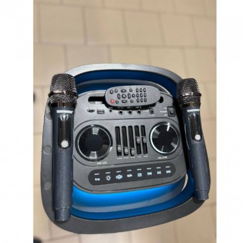 Портативна акумуляторна Bluetooth колонка Temeisheng 1028E-D12, 300 Вт, 1×12"+2x4", висота 87 см, з 2 мікрофонами