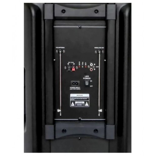 Портативна акумуляторна Bluetooth колонка ZXX-1011, 300 Вт, 1×15", висота 72 см, з 2 мікрофонами