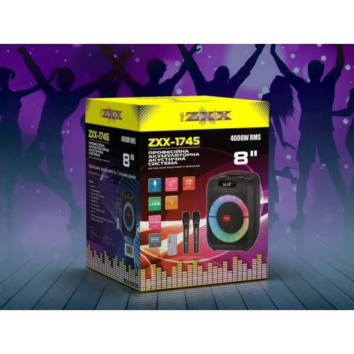 Портативна акумуляторна Bluetooth колонка ZXX-1745, 400 Вт, 1×8", висота 39 см, з 2 мікрофонами
