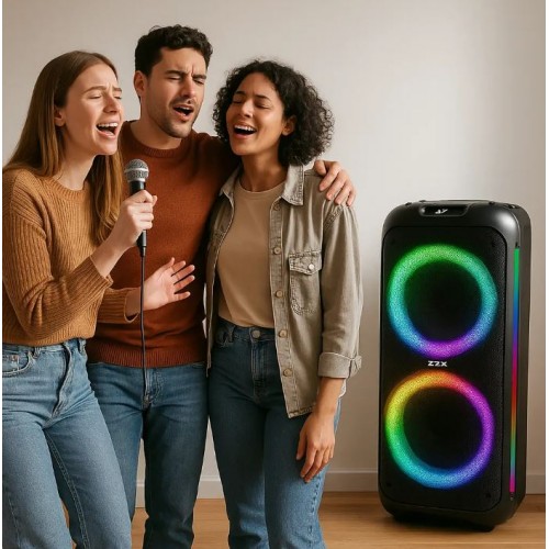 Портативна акумуляторна Bluetooth колонка ZXX-5504, 100 Вт, 2×6.5", висота 54 см, з 1 мікрофоном