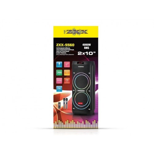 Портативна акумуляторна Bluetooth колонка ZXX-5560, 400 Вт, 2×10", висота 87 см, з 2 мікрофонами