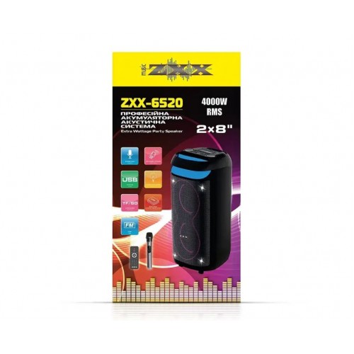 Портативна акумуляторна Bluetooth колонка ZXX-6520, 400 Вт, 2×8", висота 68 см, з 1 мікрофоном