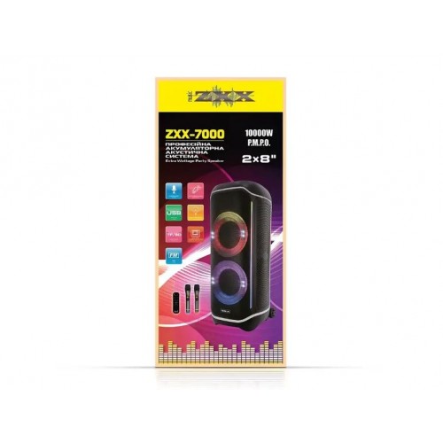 Портативна акумуляторна Bluetooth колонка ZXX-7000, 1000 Вт, 2×8", висота 91 см, з 2 мікрофонами