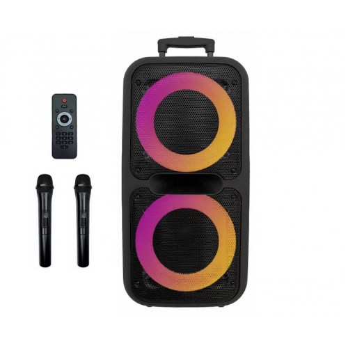 Портативна акумуляторна Bluetooth колонка ZXX-7575, 250 Вт, 2×12", висота 80 см, з 2 мікрофонами