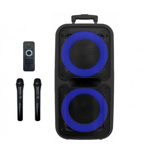 Портативна акумуляторна Bluetooth колонка ZXX-7575, 250 Вт, 2×12", висота 80 см, з 2 мікрофонами