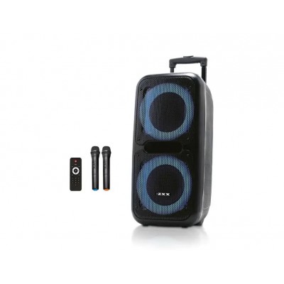 Портативна акумуляторна Bluetooth колонка ZXX-7575, 250 Вт, 2×12", висота 80 см, з 2 мікрофонами
