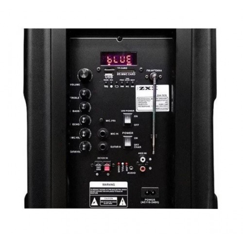 Портативна акумуляторна Bluetooth колонка ZXX-7676, 200 Вт, 1×12", висота 59 см, з 2 мікрофонами