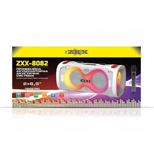 Портативна акумуляторна Bluetooth колонка ZXX-8082, 200 Вт, 2×6.5", висота 25 см, з 1 мікрофоном