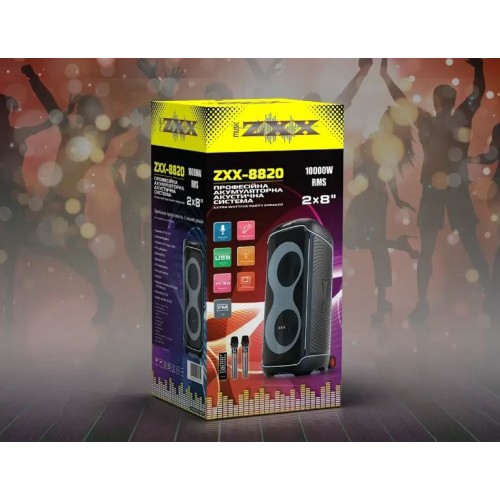 Портативна акумуляторна Bluetooth колонка ZXX-8820, 60 Вт, 2×8", висота 79 см, з 2 мікрофонами