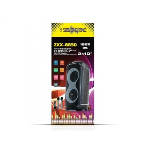 Портативна акумуляторна Bluetooth колонка ZXX-8830, 80 Вт, 2×10", висота 93 см, з 2 мікрофонами