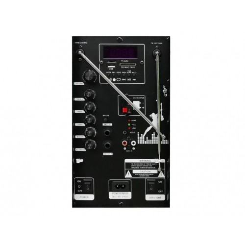 Портативна акумуляторна Bluetooth колонка ZXX-9191, 300 Вт, 1×12", висота 67 см, з 2 мікрофонами