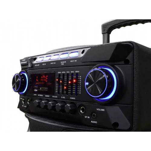 Портативна акумуляторна Bluetooth колонка ZXX-9292, 300 Вт, 2×10", висота 72 см, з 2 мікрофонами