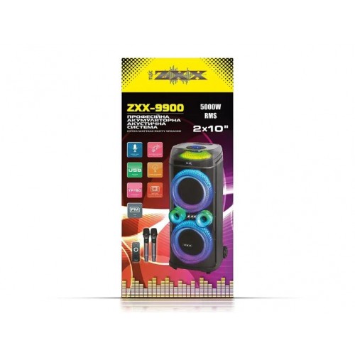 Портативна акумуляторна Bluetooth колонка ZXX-9900, 500 Вт, 2×10", висота 85 см, з 2 мікрофонами