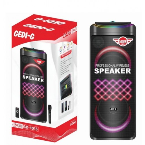 Портативна акумуляторна Bluetooth колонка Gedi-G GD-1015, 160 Вт, 2×10", висота 93 см, з 1 мікрофоном
