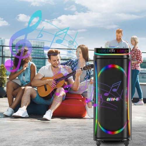 Портативна акумуляторна Bluetooth колонка Gedi-G GD-1023, 80 Вт, 2×10", висота 49 см, з 2 мікрофонами