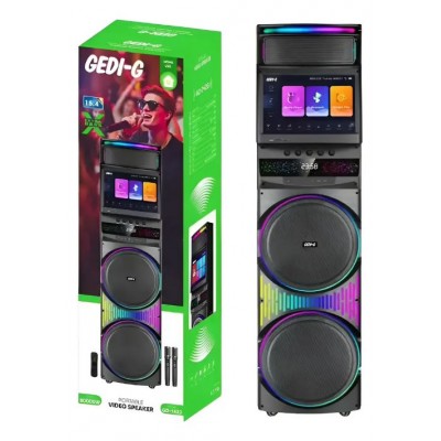 Портативна акумуляторна Bluetooth колонка Gedi-G GD-1423, 160 Вт, 2×12", висота 70 см, з Android планшетом і 2 мікрофонами