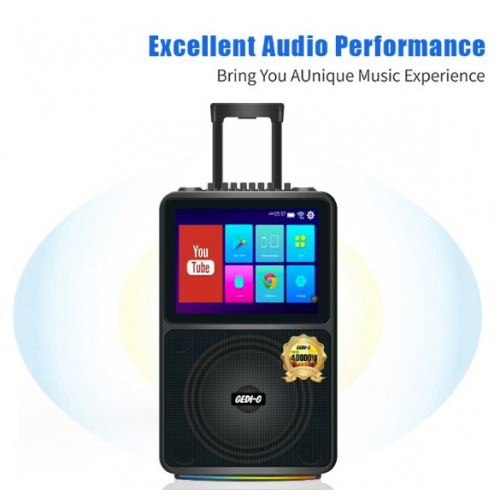 Портативна акумуляторна Bluetooth колонка Gedi-G GD-1428, 80 Вт, 1х10", висота 65 см, з Android планшетом і 2 мікрофонами