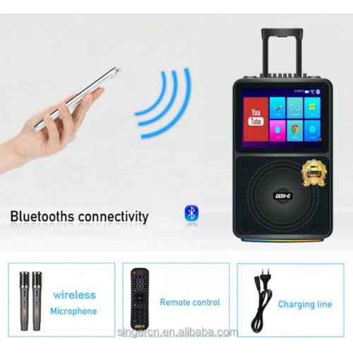 Портативна акумуляторна Bluetooth колонка Gedi-G GD-1428, 80 Вт, 1х10", висота 65 см, з Android планшетом і 2 мікрофонами