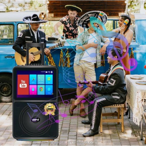 Портативна акумуляторна Bluetooth колонка Gedi-G GD-1428, 80 Вт, 1х10", висота 65 см, з Android планшетом і 2 мікрофонами