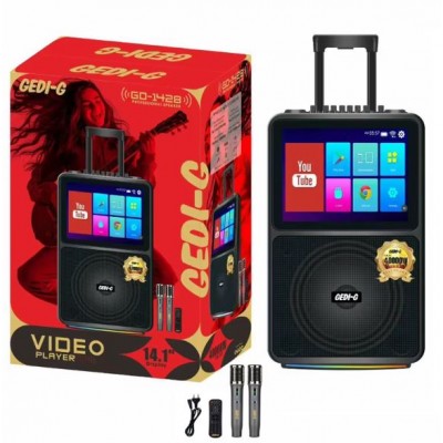 Портативна акумуляторна Bluetooth колонка Gedi-G GD-1428, 80 Вт, 1х10", висота 65 см, з Android планшетом і 2 мікрофонами