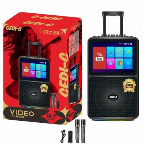 Портативна акумуляторна Bluetooth колонка Gedi-G GD-1428, 80 Вт, 1х10", висота 65 см, з Android планшетом і 2 мікрофонами